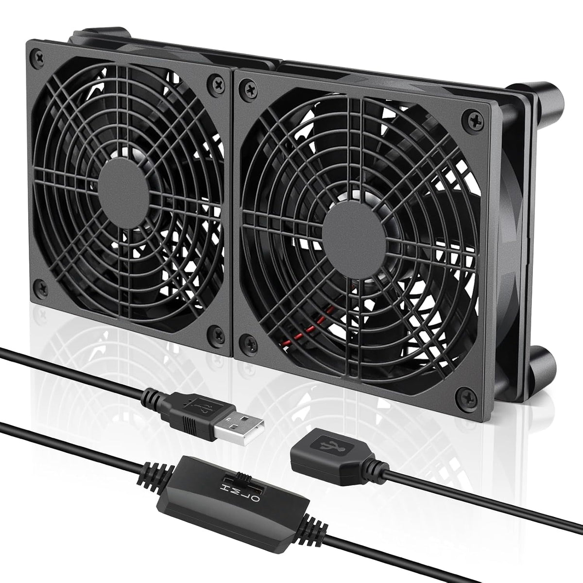 GDSTIME 240mm Router Fan Cooler with L/M/H Speed Control DC 5V USB Powered