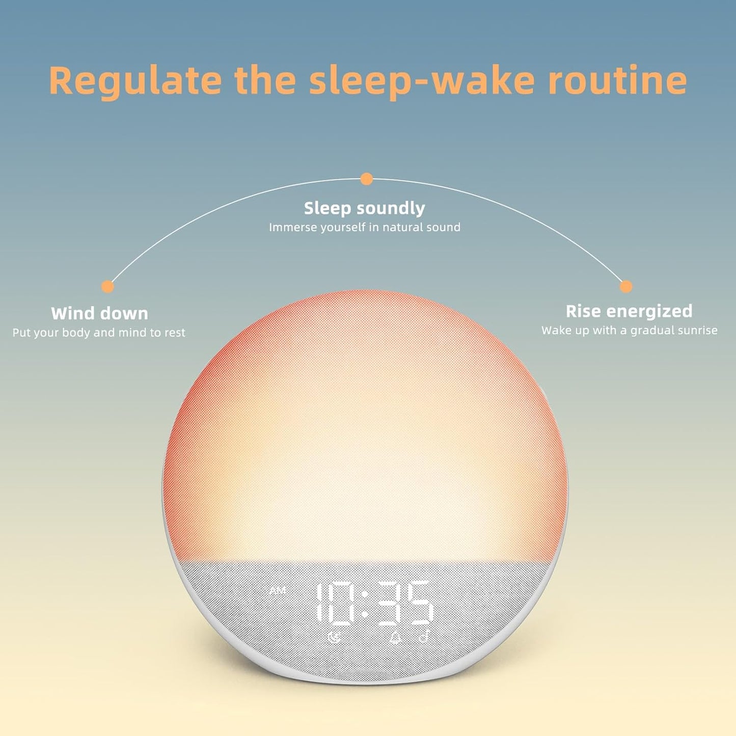 Odokee Sunrise Alarm Clock White Noise Machine: Natural Wake Up Light | Dimmable Clock with Bluetooth Speaker for Bedroom - 25 Sleep Sounds for Baby Adults Kids Putty