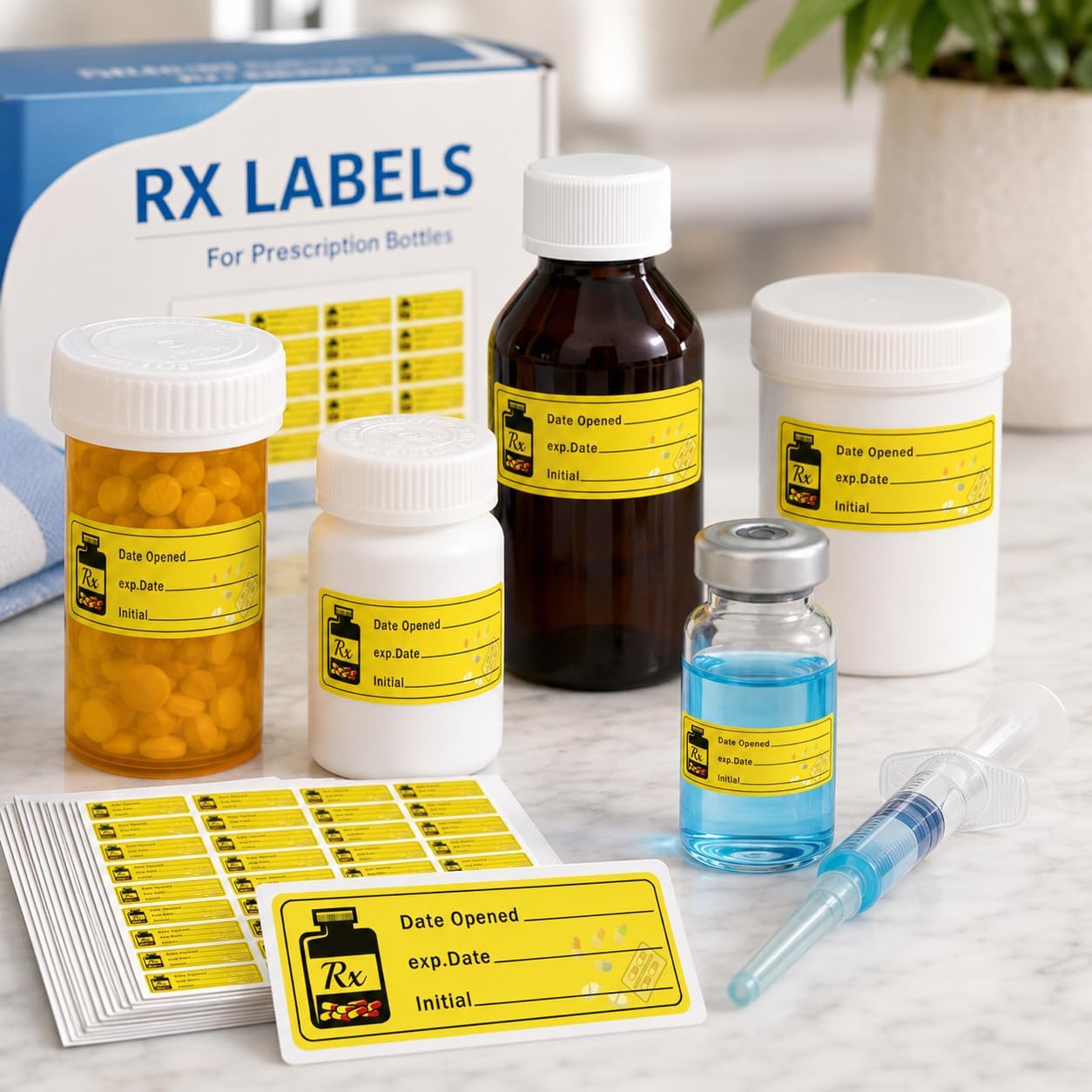 1000 pcs Date Opened Date Expired Stickers 1.5 x 0.5 inch Medication Instruction Pharmacy Expiration Date Drugstore Label Drug Pills EXP Dates Sticker for Inventory Pills Organized