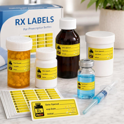 1000 pcs Date Opened Date Expired Stickers 1.5 x 0.5 inch Medication Instruction Pharmacy Expiration Date Drugstore Label Drug Pills EXP Dates Sticker for Inventory Pills Organized