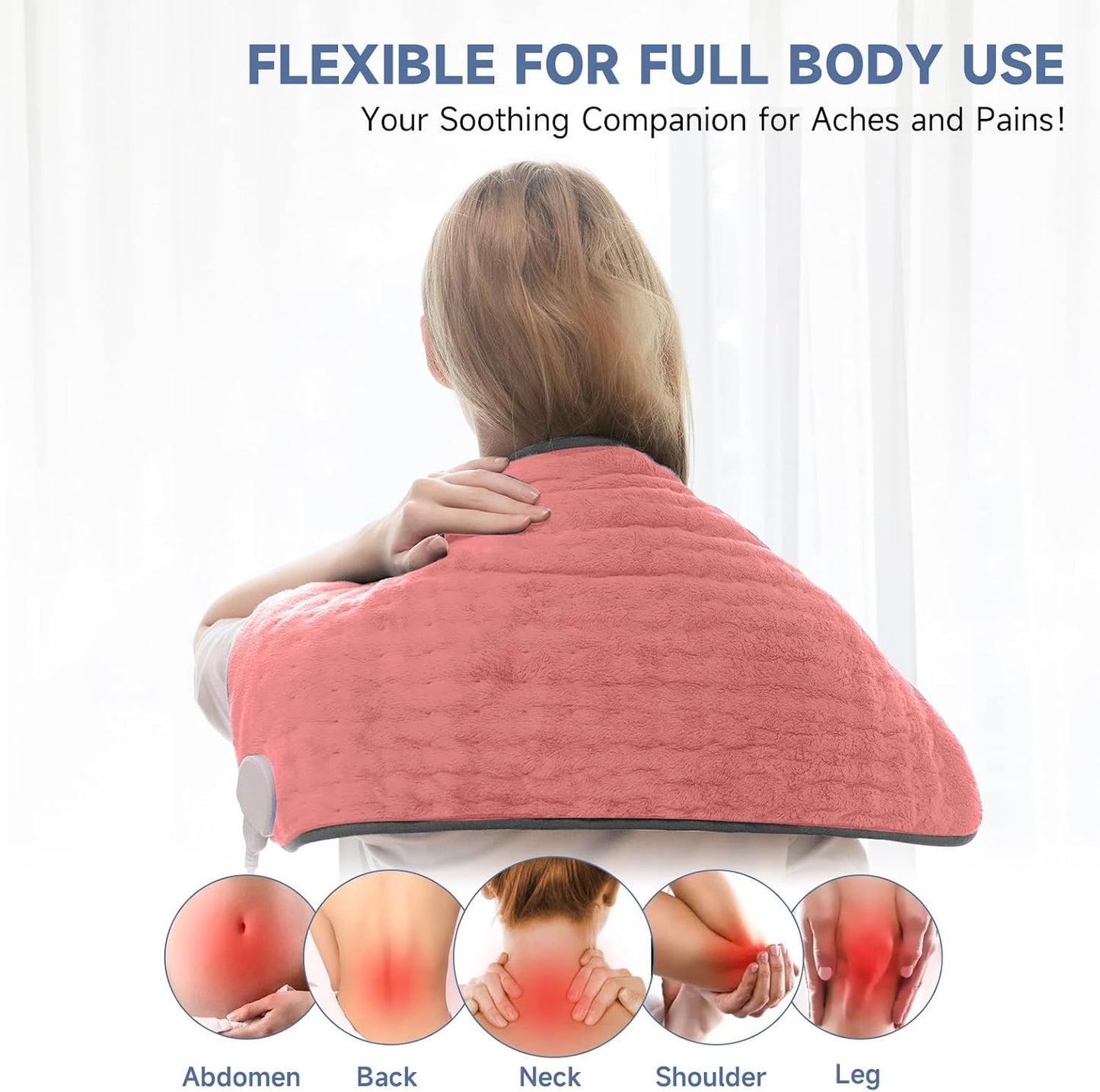 Heating Pad for Back, Neck, and Shoulder Pain Relief, Electric Heat Pad with 6 Heat Levels, Moist Heat Option, Auto Shut-Off, Birthday Christmas Gift for Women Men Mom Dad Grandma, Gift for her