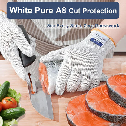 Dowellife Cut Resistant Gloves A9 Maximum Protection - Food Grade Kitchen & Chef Gloves for Food Prep, Knife Cutting, Mandoline Slicing, Butcher, Oyster Shucking, Fish Handling (Medium)
