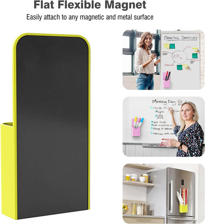 MoKo Magnetic Pen Holder, Pencil Accessories Whiteboard Organizer, White | Magnetic dry erase marker holder has two compartments and an ABS body for whiteboards, refrigerators and lockers.