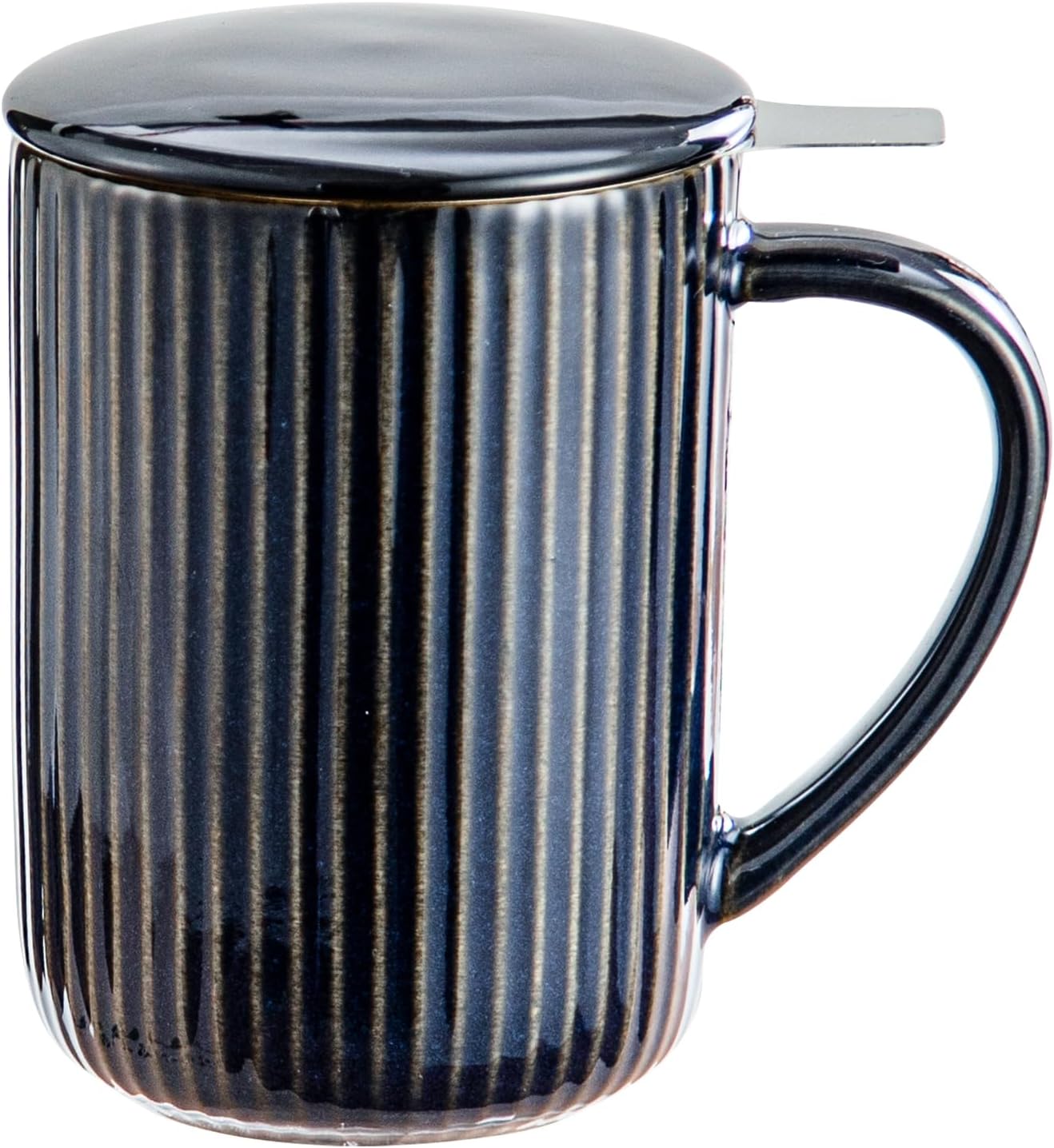 Yundu 15.5oz/470ml Flambe Purple Ceramics Teacups with Infuser and Lid, Loose Leaf Tea Cup