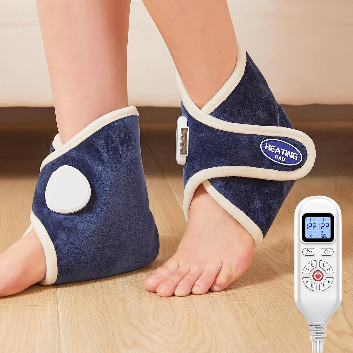 Cordless Foot Warmer with Heat and Massage - Rechargeable Heating Pad for Feet, 3 Temp & Vibration Levels, 60 Min Timer for Plantar Fasciitis, Ankle Pain, Cold Feet at Home, Office, Sleeping