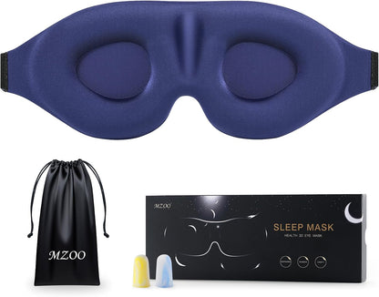 MZOO Luxury Sleep Eye Mask for Side Sleeper Men Women, Zero Eye Pressure 3D Sleeping Mask, Light Blocking Patented Design Night Blindfold, Soft Eye Shade Cover for Travel, Black