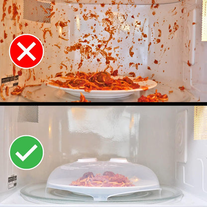 HOVER COVER Magnetic Microwave Splatter Cover for Food - 12-Inch - Gray | BPA-Free Lid, Vented Plate Guard with Steam Vents, Anti-Splash Microwave Lid, Dishwasher Safe, Space-Saving Magnetic Storage