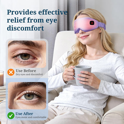 100% Silk Wireless Heated Eye Mask with Cooling & Washable Shells-Black