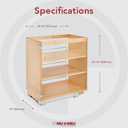 Rev-A-Shelf Pullout Kitchen Cabinet Organizer, Min Cabinet Opening 5.5" W | 5" W Slide Out Pantry Spice or Utensil Storage Rack with Adjustable Shelves for Base Cabinet Organization, 448-BC-5C