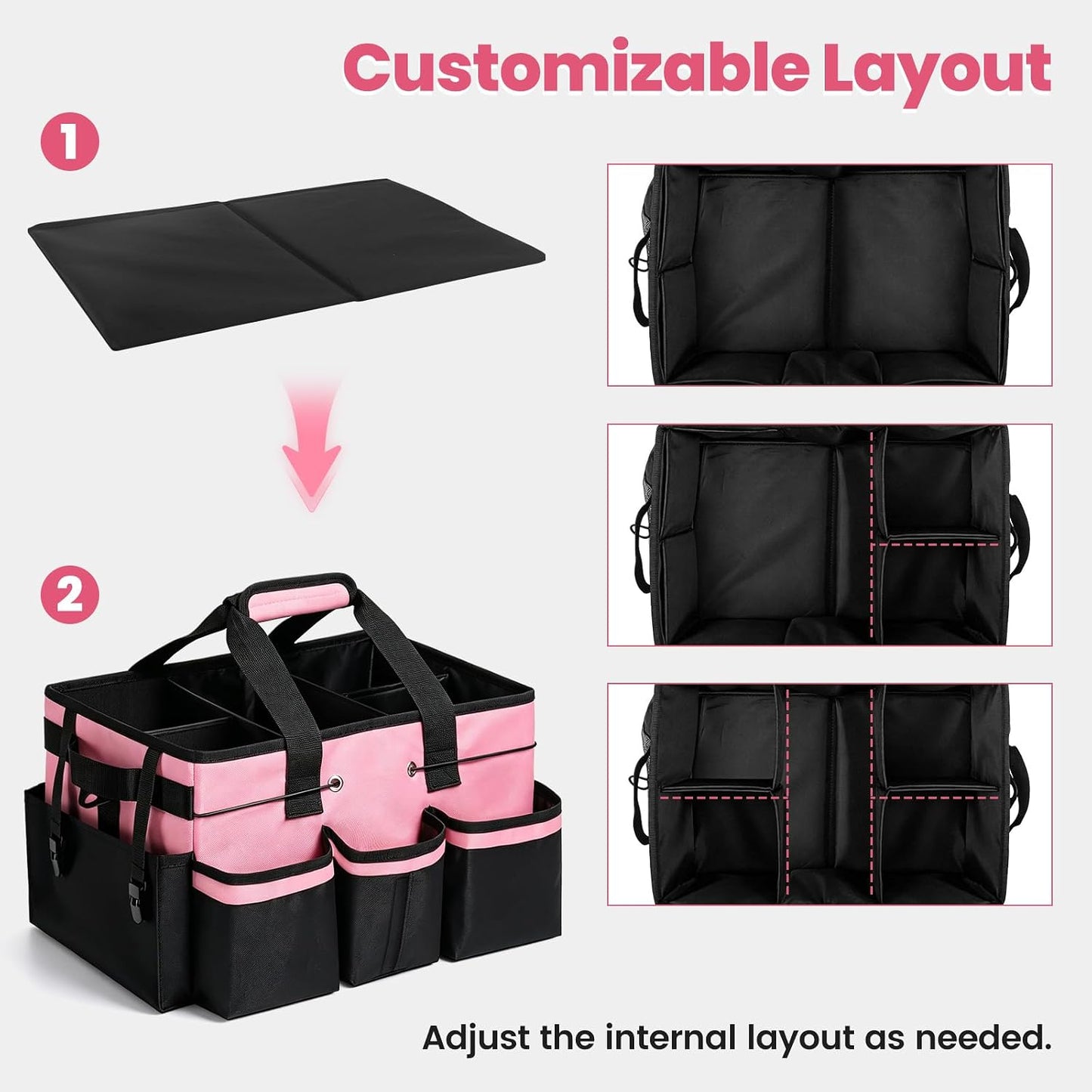 Wearable Large Cleaning Caddy Bag with Dividers, Household Cleaning Caddy for Cleaning Supplies Organizer Car Wash, Cleaner Tote Detailing Bag with Shoulder Strap and Handles for Housekeeper Storage