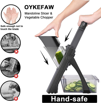 Safe Mandoline Slicer for Kitchen, Potato Slicer for Chips,Vegetable Cutter | Potato Slicer for Chips, 6 in 1 Vegetable slicer with Thickness Adjuster, Faster Kitchen Slicer for Meal Prep (Only Slice)