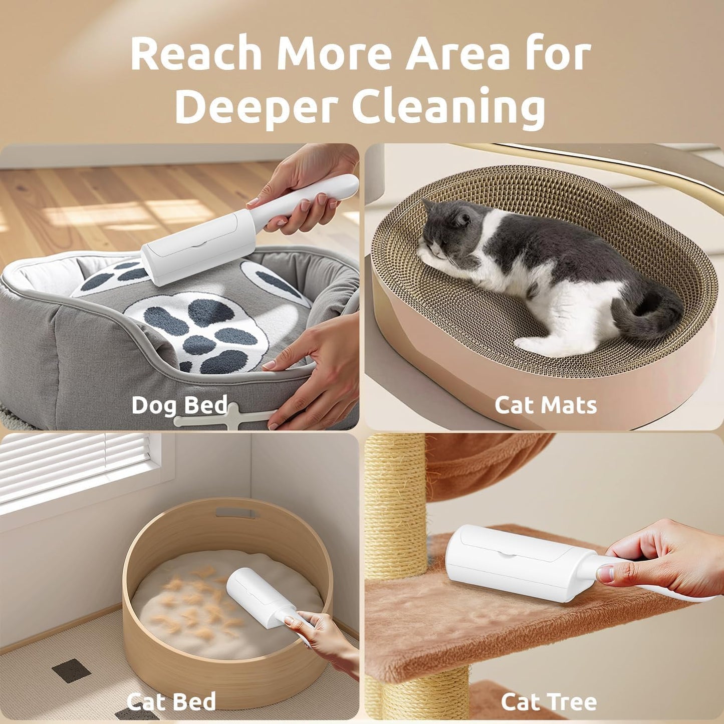 ACE2ACE Pet Hair Remover, Reusable Lint Roller for Cat and Dog Hair, White | Self Clean Cat Hair Remover with Dust Bin, Dog Hair Remover for Couch, Furniture, Carpet, Sofa and Bedding