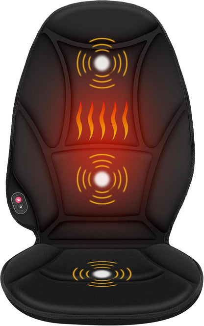 COMFIER Back Massager with Heat, Vibration Massage Seat Cushion with 8 Massage Nodes & 5 Modes, Adjustable Chair Massager Pad for Home Office, Heated Chair Pad, Gifts for Women Men Mom Dad