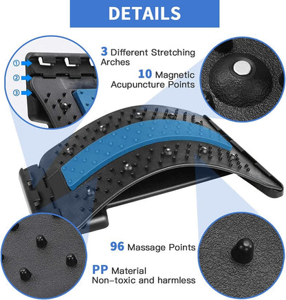 Back Stretcher, Spine Deck Back Pain Relief Products for Office Chair, Car, Travel, Multi-Level Lumbar Support Device, Lower Back Stretcher with Massaging Points and Cushion Foam