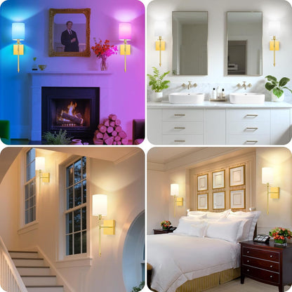 Battery Operated Wall Sconces Set of 2, Rechargeable Sconces with Remote