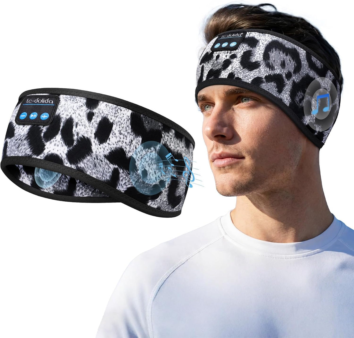 LC-dolida Sleep Headphones Bluetooth 5.4, Headband Headphones Earphones Wireless, Sleep Mask for Gifts,Workout,Jogging,Yoga(Purple)