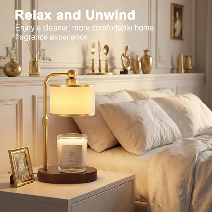 Candle Warmer Lamp with Timer, Modern Golden Candle Warmer for jar Candles, Electric Wax Warmer, Includes 2 Bulbs, Birthday Gift for Women, Mom, Housewarming