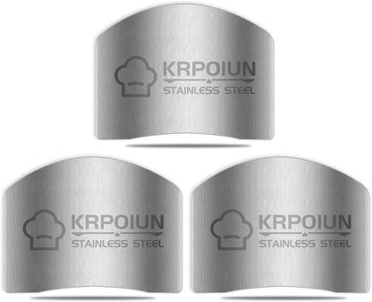 2 Pcs Finger Guard for Cutting aid, Kitchen Tool, Stainless Steel Knife Protector, Adjustable Hand Protect Fingers, Avoid Hurting, Slicing and Chopping, Silver