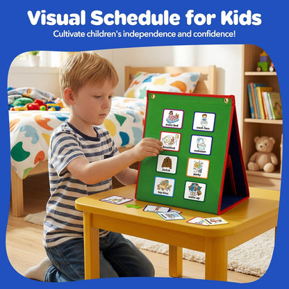 Torlam Visual Schedule for Kids Chore Chart, Morning Bedtime Routine Chart for Toddlers, Responsibility Daily Schedule Board Communication Cards Autism Learning Materials for Home School, 86 Cards
