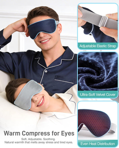 Warm Compress for Eyes - Microwavable Eye Mask with Moist Heat Relief for Eye Comfort & Relaxation, Includes 2 Washable Covers & 1 Eye Heating Pad