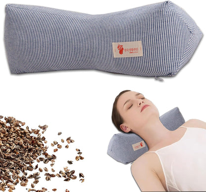 Neck & Cervical Pillows Buckwheat Pillow ，Neck Support Pillow Cervical Neck Roll Bolster Pillow，Neck Pain Relief for Back and Side Sleepers Round Pillows (Pink)