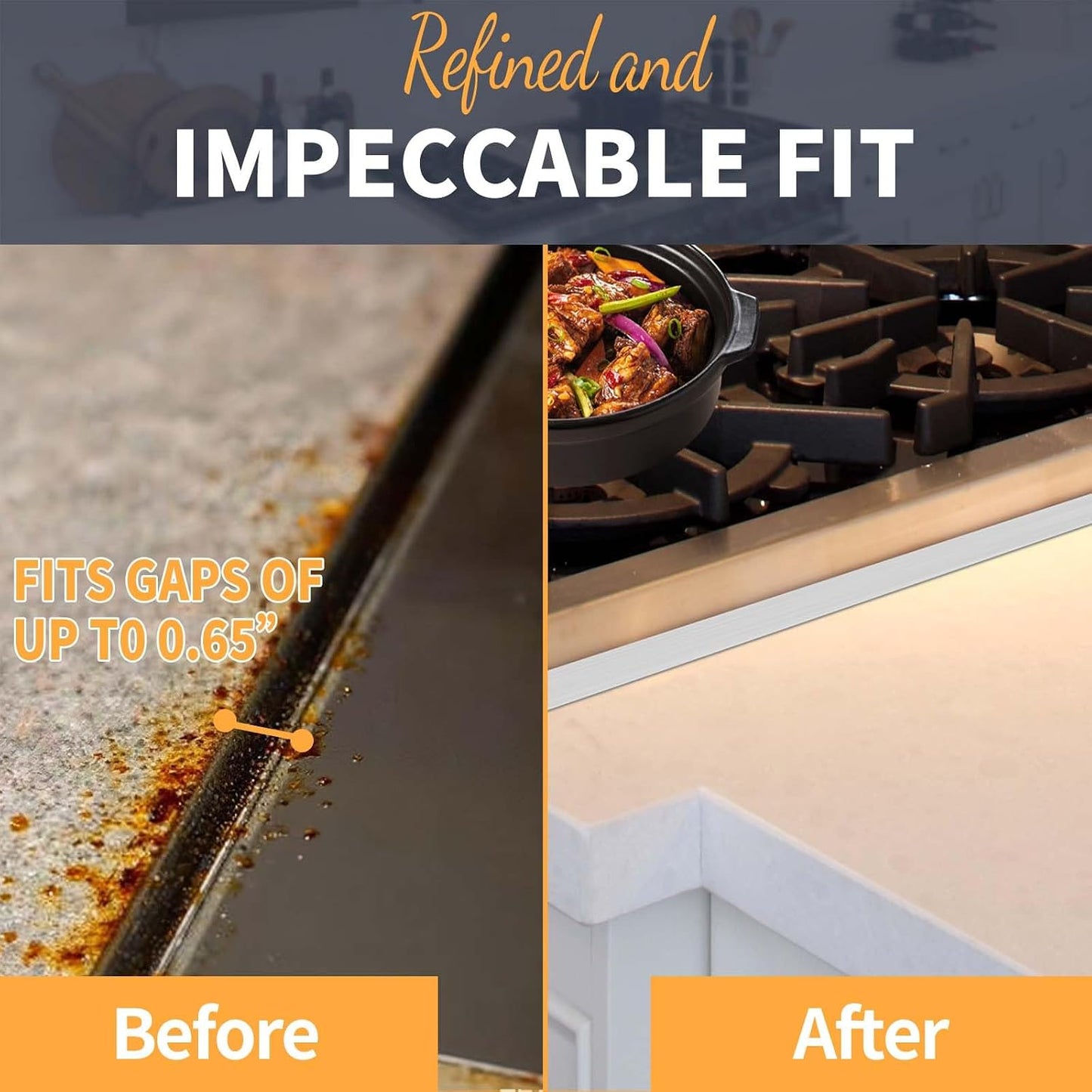 Stove Gap Covers Stainless Steel, 2 Pack Stove Gap Filler Easy Retractable Length 13.8" to 27.5", Width 0.79" Stove Gap Guards Range Trim Kit, Heat Resistant Guard Between Stove Top & Counter
