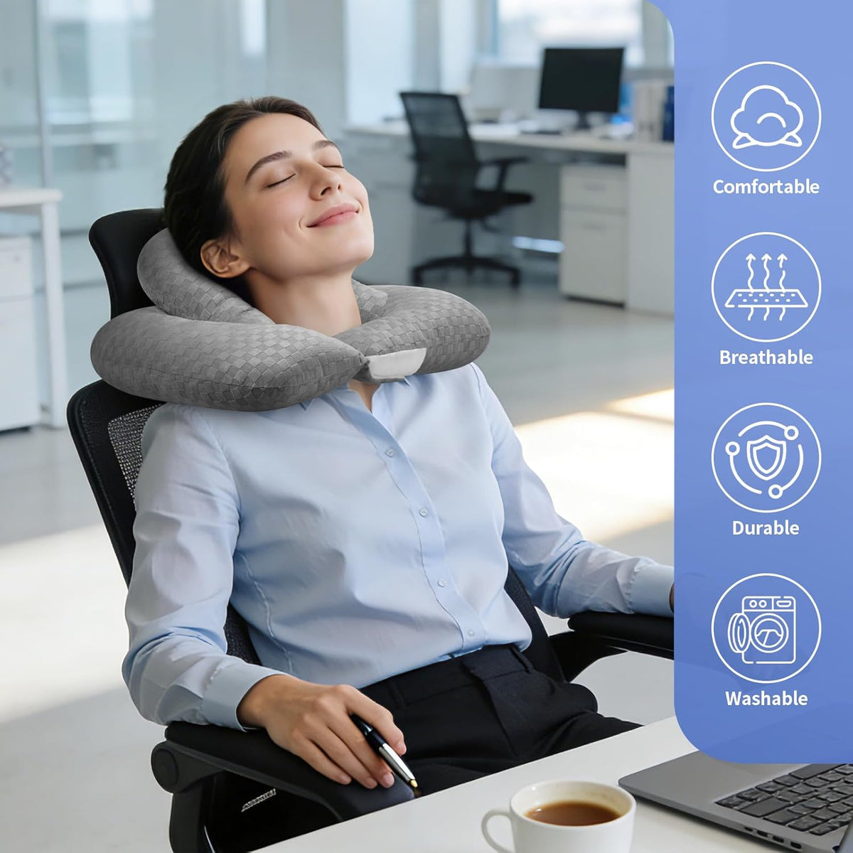 2-Layer Neck Pillow for Office, Recliner & Car -Breathable,Washable