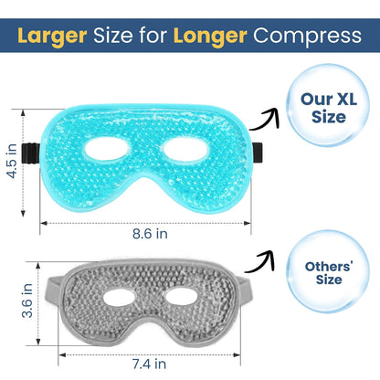 BeeVines Gel Eye Mask, XL Size Cooling Ice Masks for Puffy Eyes (2 Pack)