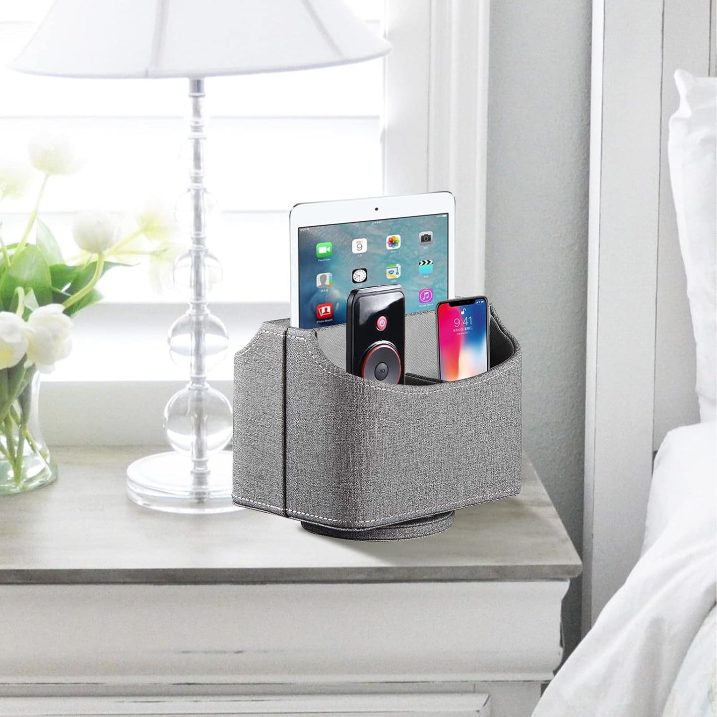 360° Rotatable Remote Control Holder,TV Remote Caddy for Nightstand Table