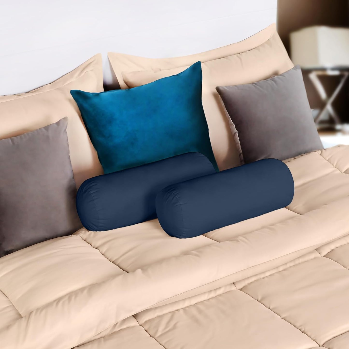 Utopia Bedding Bolster Pillow Inserts, 6x16 Neck roll Pillow, 2 Pack, White | Cylinder pillow, Round design, cervical & knee support pillow for sleeping, Massage relaxing and recovery, Set of 2, White