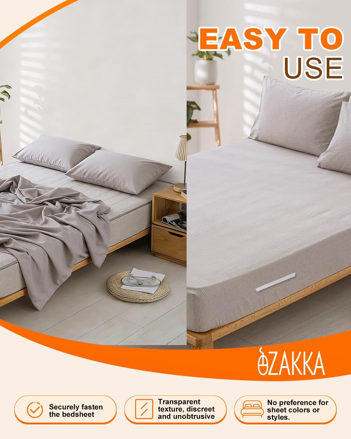 eZAKKA 8PCS Adjustable Replacement Strips for Bed Sheet Holder | Bed Sheet Straps Compatible with Most Bed Lock Sheet Holders，Cuttable sheet locks for fitted sheets