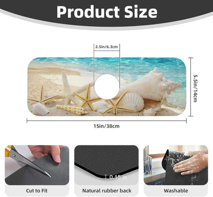 Abstract Flower Blooming Floral Watercolor Kitchen Sink Splash Guard Faucet Mat Super Absorbent Fast Drying Mat Sink Gadgets-Fast Drying Pad Sink Mat For Kitchen Bathroom (15" X 5.5" )