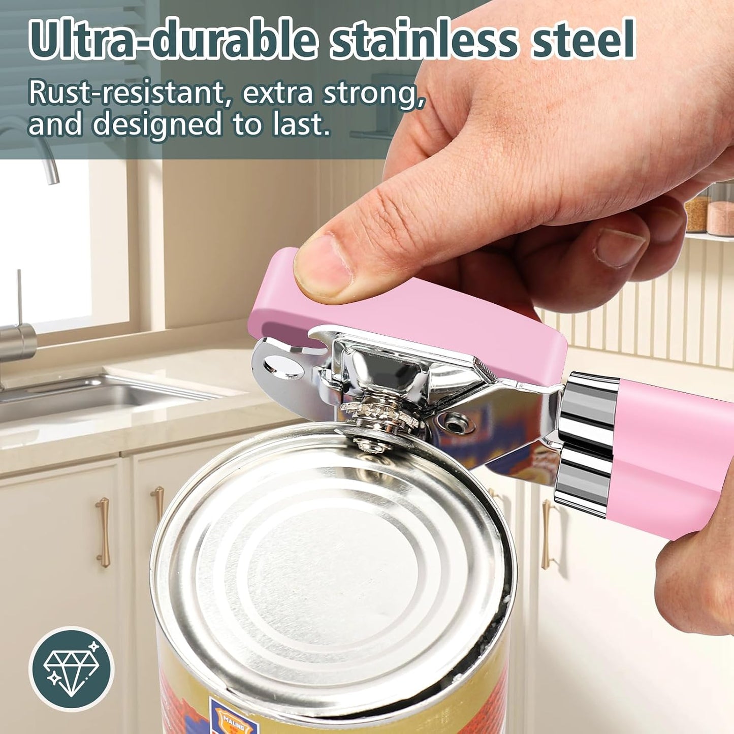 Multifunctional Heavy Duty Can Opener Manual Smooth Edge Can Opener and Bottle Openers with Magnet Durable Sharp Cutting Blade Comfortable Handle Big Effort-Saving Knob Kitchen Tool