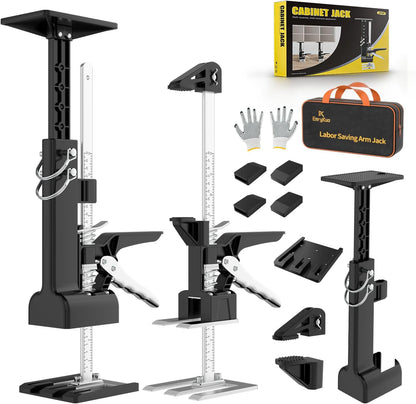 [Upgrade] Labor Saving Arm Jack 2 Pack,15.5 Inch Stainless Steel Furniture Lifts with Handbag,Hand Furniture Jack Lifter Tool for Installing Cabinets,Flooring&Windows,Load 440LBS