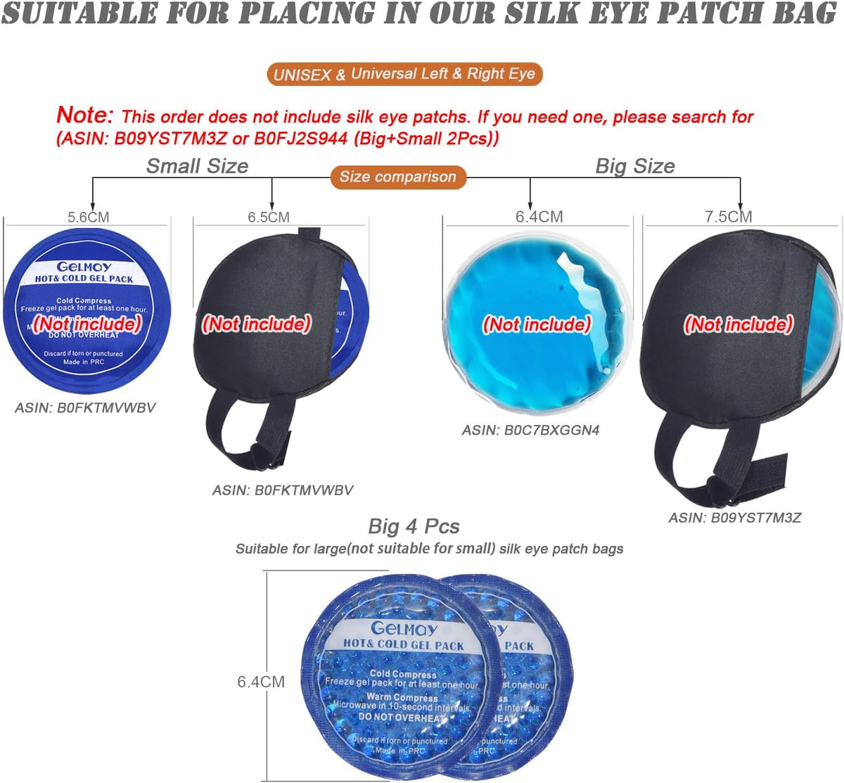 Ice Eye Patches for Puffy Eyes, Cooling Medical Eye Patch Pad Gel Pack Cover Eyepatch Cold Hot Therapy Eye Bags Dark Circles After Surgery Adult Kid