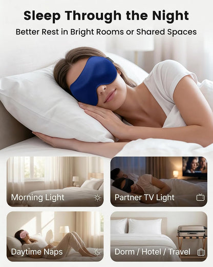 3 Pack Sleep Masks for Side Sleepers, True Blackout 3D Eye Mask for Sleeping, Zero Eye Pressure, Lash-Friendly, Adjustable Soft Eye Cover for Women Men, Travel Night Blindfold