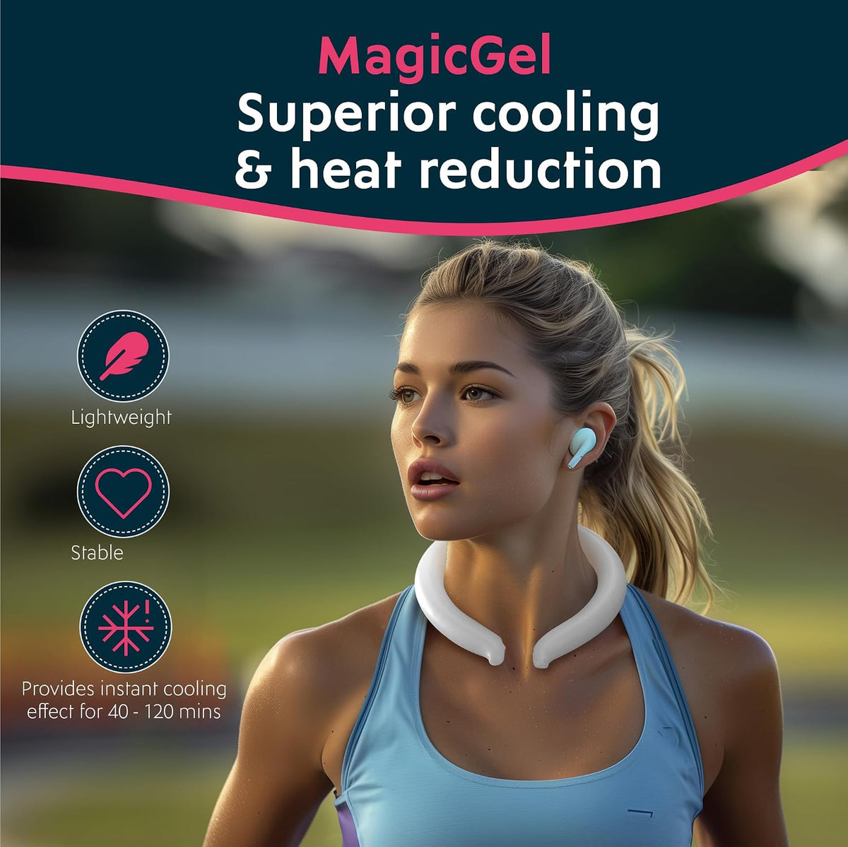 Magic Gel Neck Cooling Tube - Cooling Neck Ring - Reusable Ice Ring Wraps - Necks, Face Ice Coolers - Frozen Cool Wraps, Tubes for Summer Heat, Extremely Hot Weather - 2 Pack, B&W