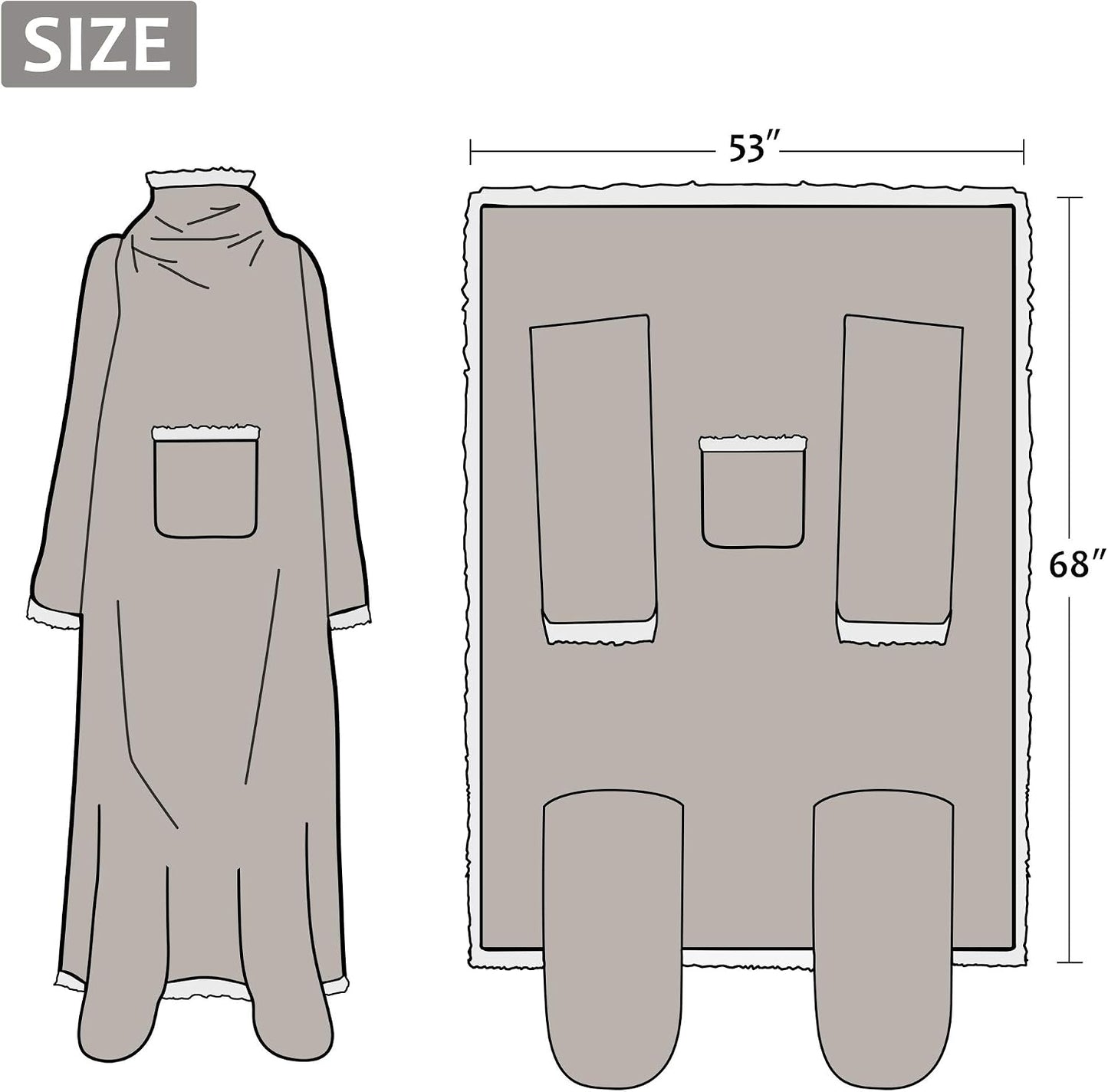 Catalonia Wearable Blanket with Sleeves & Foot Pocket for Adults | Soft Fleece Throw Wrap with Hands-Free Comfort, Perfect for Reading, TV Time & Relaxing, Christmas Gift for Women & Men