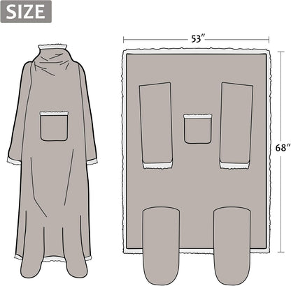 Catalonia Wearable Blanket with Sleeves & Foot Pocket for Adults | Soft Fleece Throw Wrap with Hands-Free Comfort, Perfect for Reading, TV Time & Relaxing, Christmas Gift for Women & Men