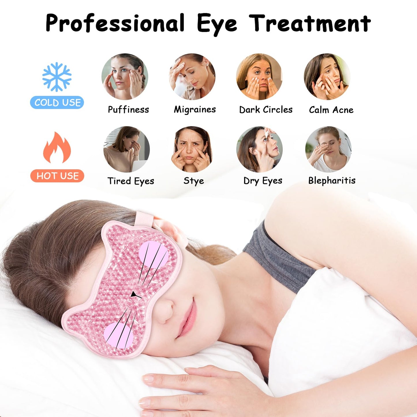 2PCS Cooling Eye Mask Gel Eye Mask, Reusable Hot Cold Therapy Cold Eye Mask for Post Surgery, Puffiness, Dark Circles, Eye Bags, Dry Eyes,color:Pink Purple，number_of_items:2