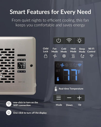 Howeall 4" x 10" Super Quiet Register Booster Fan - Upgrade Smart Register Vent with Ionizer and Dual Intelligent Thermostat Control - Heating Cooling Vent Fan Booster - Charleston Design (ORB)