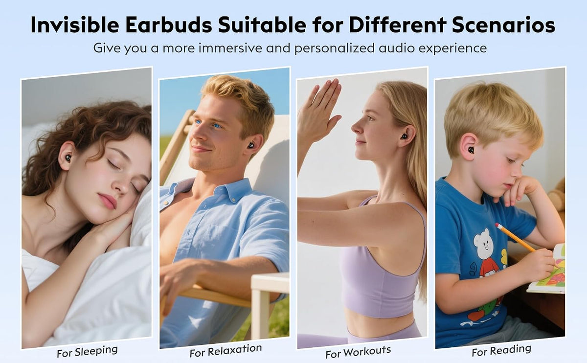 Invisible Mini Sleep Earbuds Bluetooth Wireless for Side Sleeper Small Ears