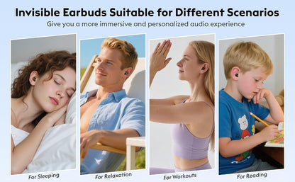 Invisible Mini Sleep Earbuds Bluetooth Wireless for Side Sleeper Small Ears