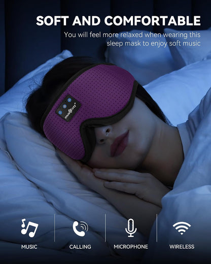 MUSICOZY Sleep Headphones 3D Bluetooth 5.4 Headband Sleep Mask, Wireless Sleeping Headphones Music Earbuds Eye Mask for Side Sleepers Travel with Speakers Cool Gadgets Gifts