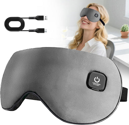 Heated Eye Mask, Rechargeable Detachable Washable Faux Silk Electric Cordless Dry Eyes Warmer Compress Graphene Sleep Mask Travel Gifts for Men Women, 3 Heat Levels & Auto-Off, Black