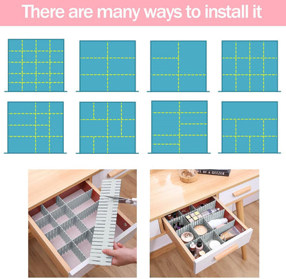 acDesign 40Pcs Grid Drawer Dividers, Adjustable Drawer Organizer for Socks, Underwear, Lingerie, Makeup, Bedroom Office Kitchen Storage (White)