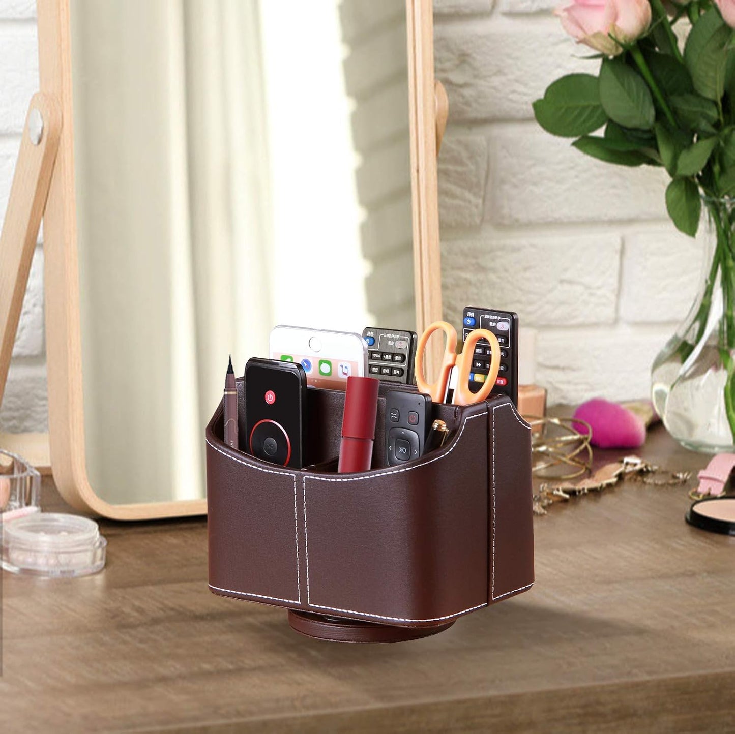 360° Rotatable Remote Control Holder,TV Remote Caddy for Nightstand Table