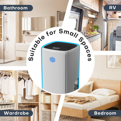 Small Dehumidifier,38OZ,Energy Saving for Bedroom, Bathroom, Closet | 280 Sq.Ft, 28dB Ultra Quiet, Auto Defrost, Auto Shut-off, Portable for Wardrobe Office & RV