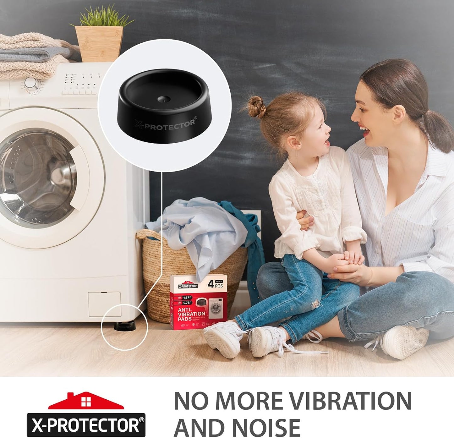 X-Protector Anti Vibration Pads for Washing Machine 4 PCS - Non-Slip Bottom | Premium Anti Vibration Pads for Washer - Washing Machine Anti Vibration Pads - Keep Washing Machine from Moving!