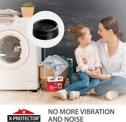 X-Protector Anti Vibration Pads for Washing Machine 4 PCS - Non-Slip Bottom | Premium Anti Vibration Pads for Washer - Washing Machine Anti Vibration Pads - Keep Washing Machine from Moving!